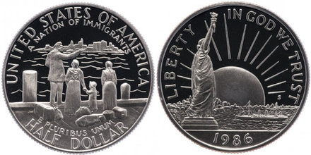 США 50 центов, 1986 100 лет Статуе Свободы PRF