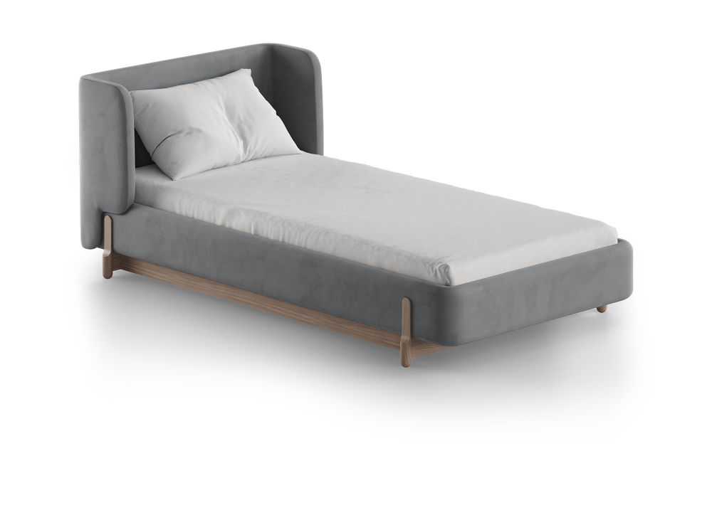 Кровать Basic спальное место 90*200 см (серый, антивандальная)