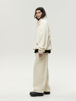 Drawstring Half-Zipped Sweatshirt Cream