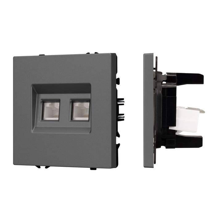 Механизм сдвоенной телефонной розетки SCT-NOBE-MTL2-SFPL-GR (RJ-11, 4C) Arlight 054311