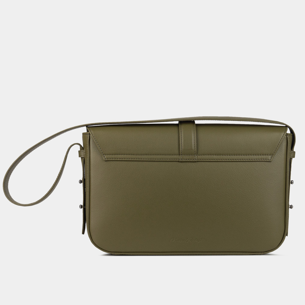 Сумка Universel с двумя плечевыми ремнями из кожи теленка, цвета оливы