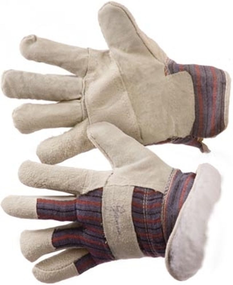 Перчатки утепленные спилковые комбинированные &quot;ТАЙГА&quot; на искусственном меху (говяжий спилок)
