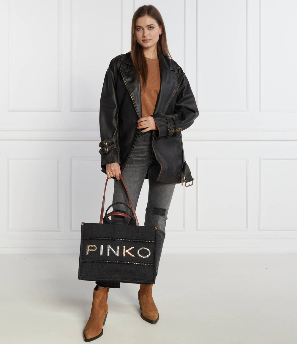 Сумка-шопер SHOPPER DENIM RICAMO LOGO Pinko - черный(101964 A17T)