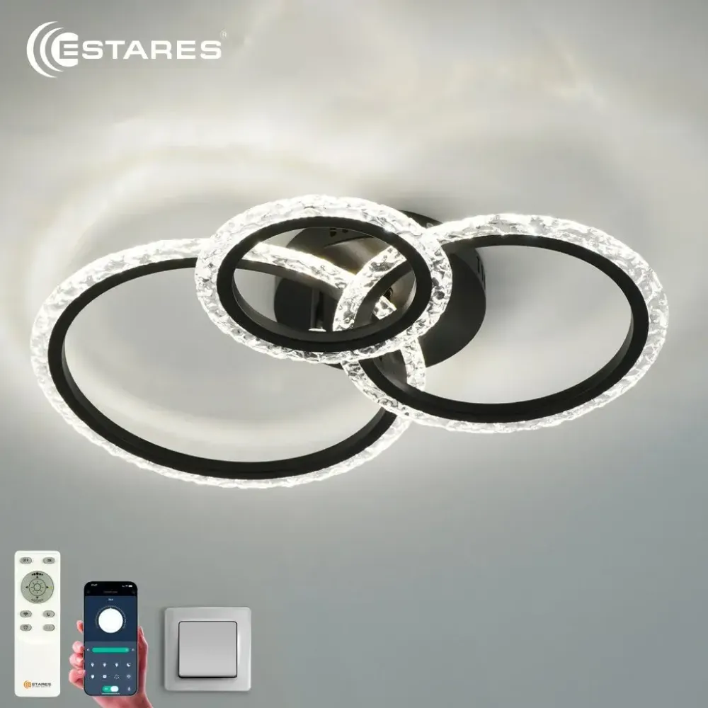 Управляемая светодиодная люстра TRIO 70W 3R APP-510x380x107-BLACK/CLEAR-220-IP20