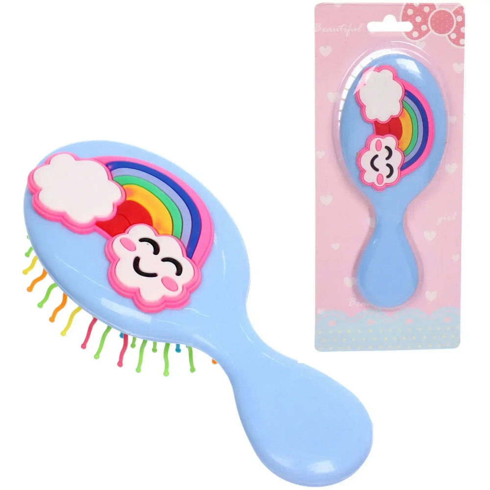 Расческа массажная детская «МИЛА», радуга, цвет голубой, 14*5,5см (блистер)