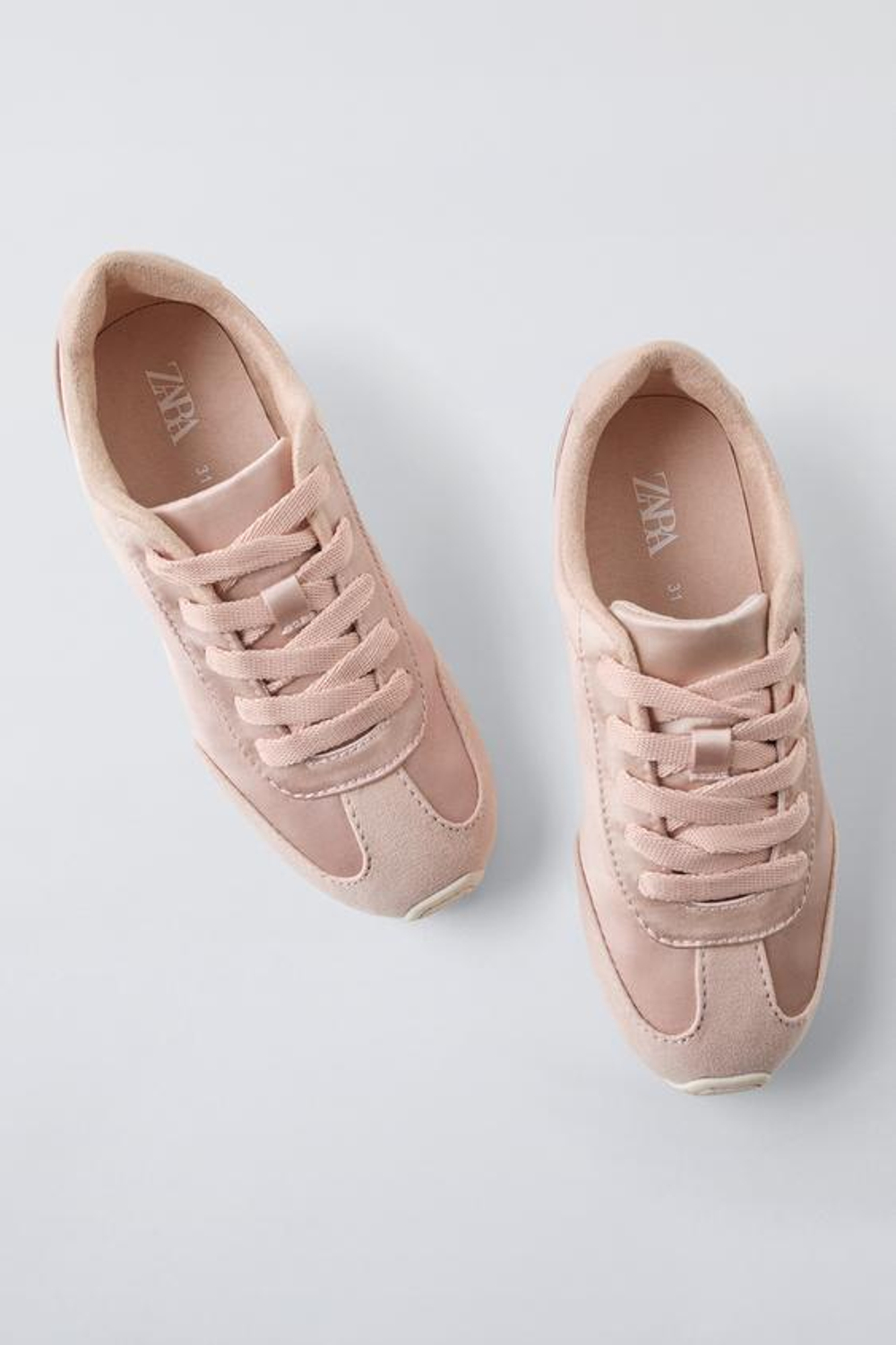 ZARA КРОССОВКИ ИЗ АТЛАСА, РОЗОВЫЙ