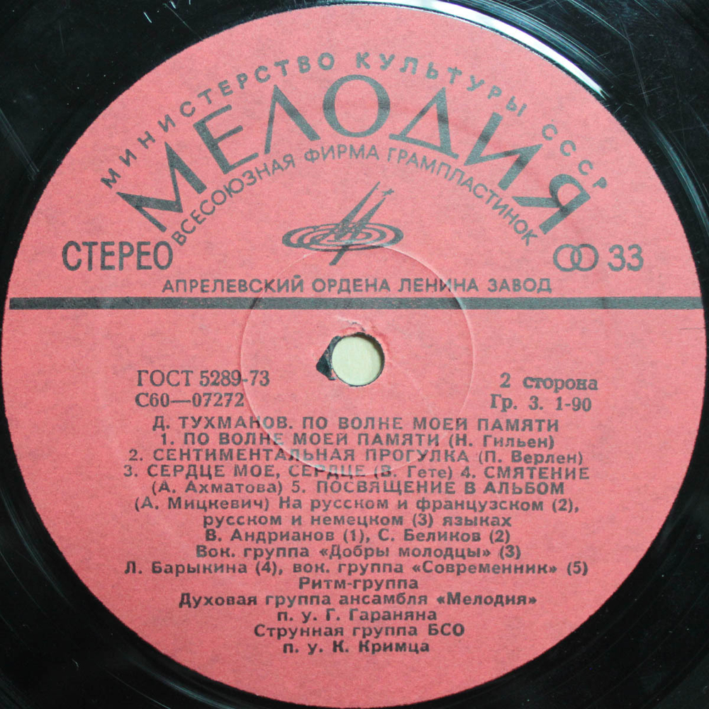 Давид Тухманов / По Волне Моей Памяти (LP)