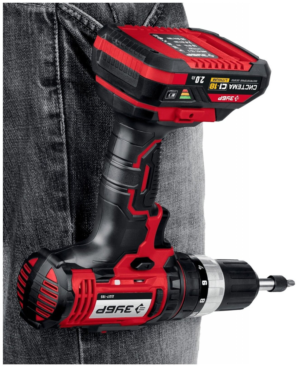 Дрель-шуруповерт акк ЗУБР ДШЛ-185-22 18В, 2 АКБ (2Ач) в кейсе