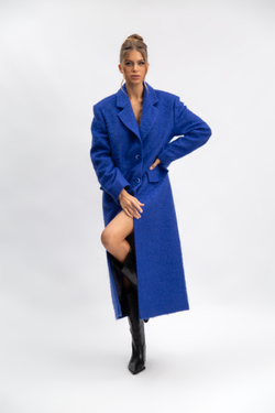 Пальто однобортное букле, карманы клапаны