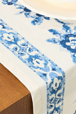 ZARA HOME МОЗАИЧНАЯ НАСТОЛЬНАЯ ДОРОЖКА С ПОЛИМЕРНЫМ ПОКРЫТИЕМ, СИНИЙ