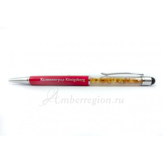 Ручка-стилус с янтарем (красная)