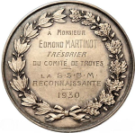 France, Third Republic, Société de Secours aux Blessés Militaires Award Medal – 1930 Silver