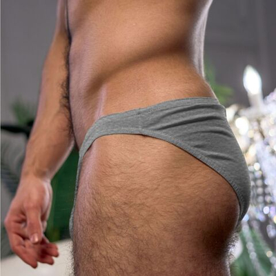 Серые меланжевые хлопковые трусы-слипы (Размер: XXL) (Цвет: серый)