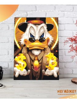 скрудж МакДак с биткоином и баксом картина по номерам 40х50