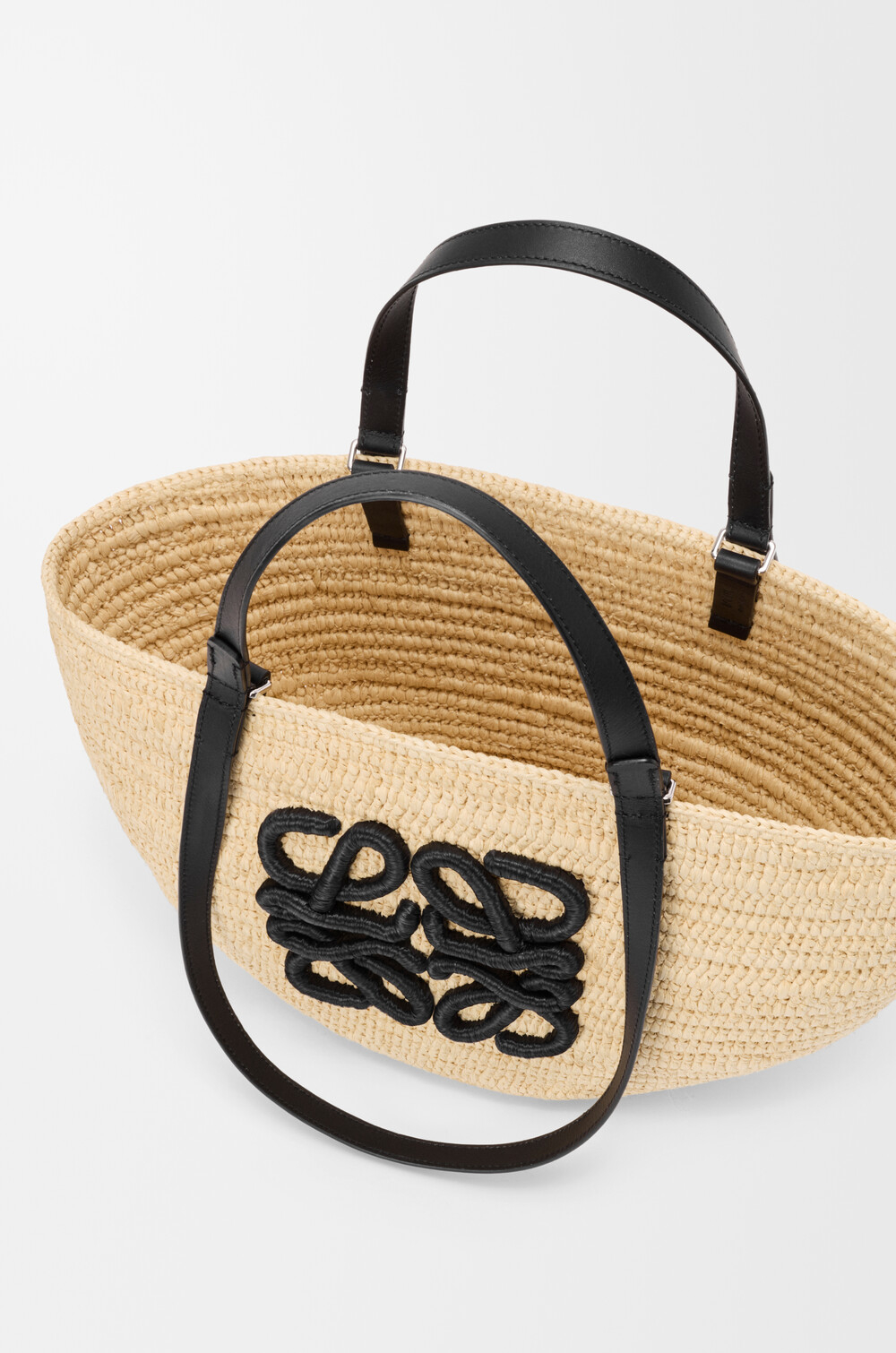 Loewe Средняя сумка-корзина Eclipse из рафии и телячьей кожи, натуральный/черный