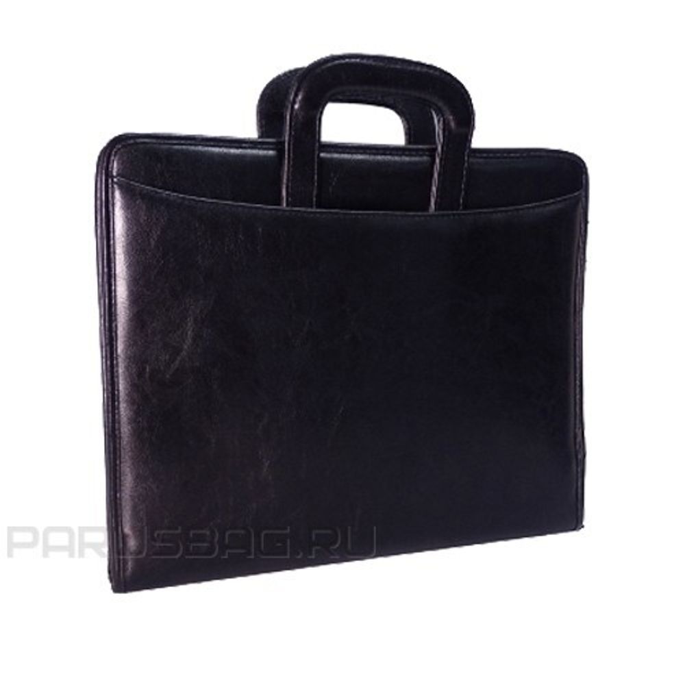 Папка деловая Спейс Carina, кожзам, выдвижная ручка, черная