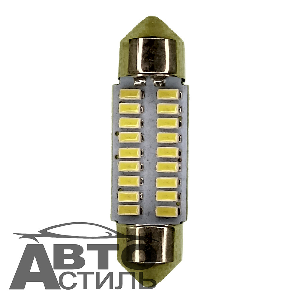 Светодиод 12V T11x41 18SMD 3014 WHITE  (салон) белая плата 11073
