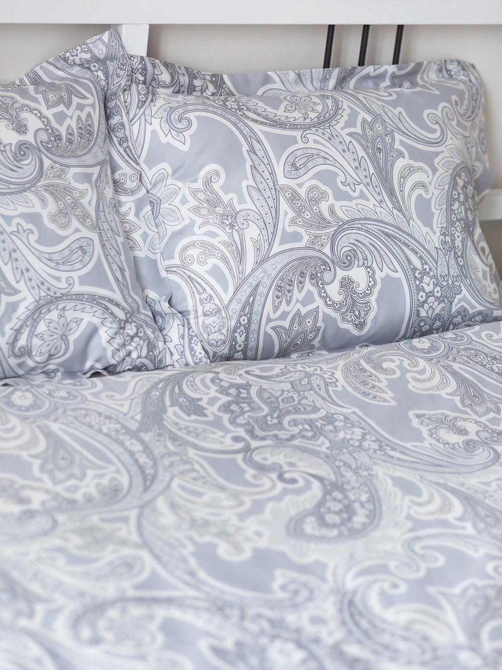 ODA 2 наволочки, сатин серый с узором 50x70см