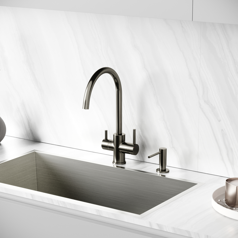 Смеситель для кухни Sancos Taper с краном для фильтра, вороненая сталь, SC4012GG