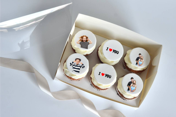 Капкейки с картинками и надписями на мастике, упаковка на 6 шт