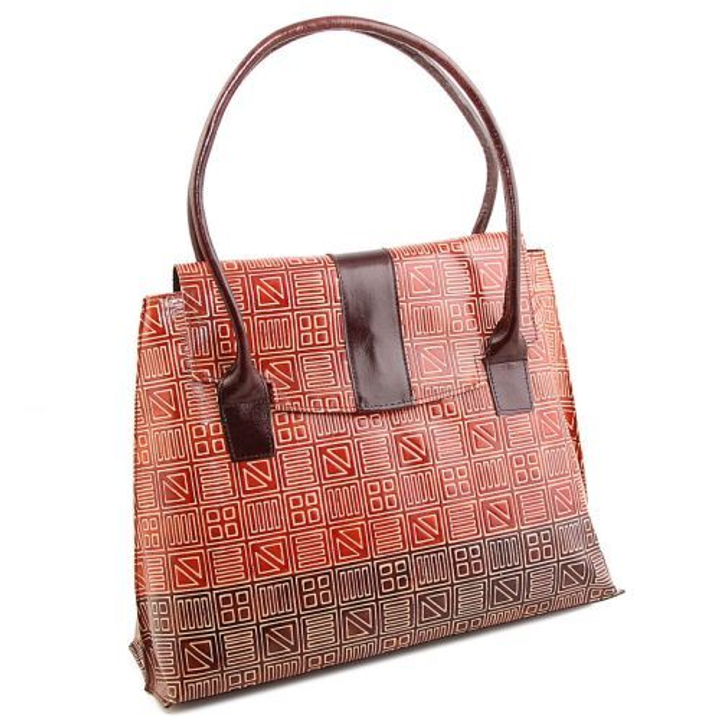 Сумка натуральная кожа ручной принт 30 х 35 х 12 см, высота ручек 19 см 185620