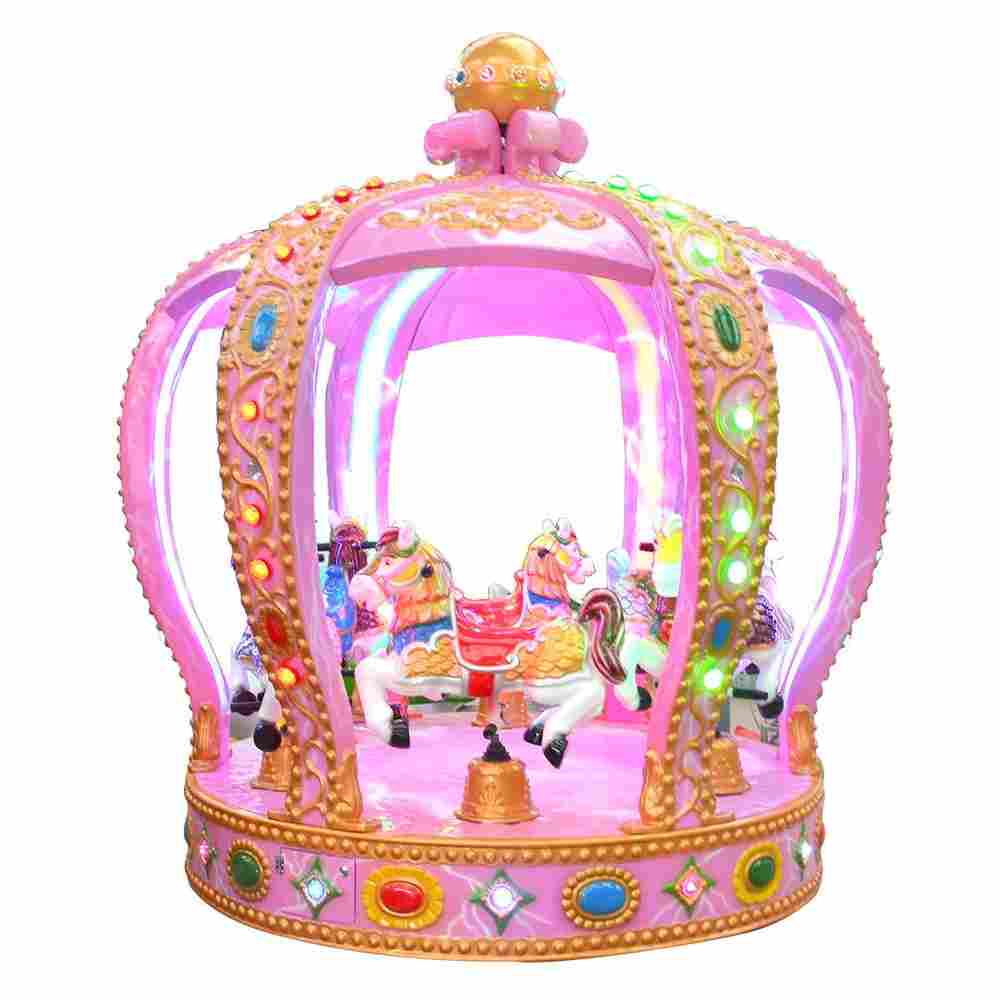 Детская электрическая карусель «Корона Принцессы» розовая, 6 мест