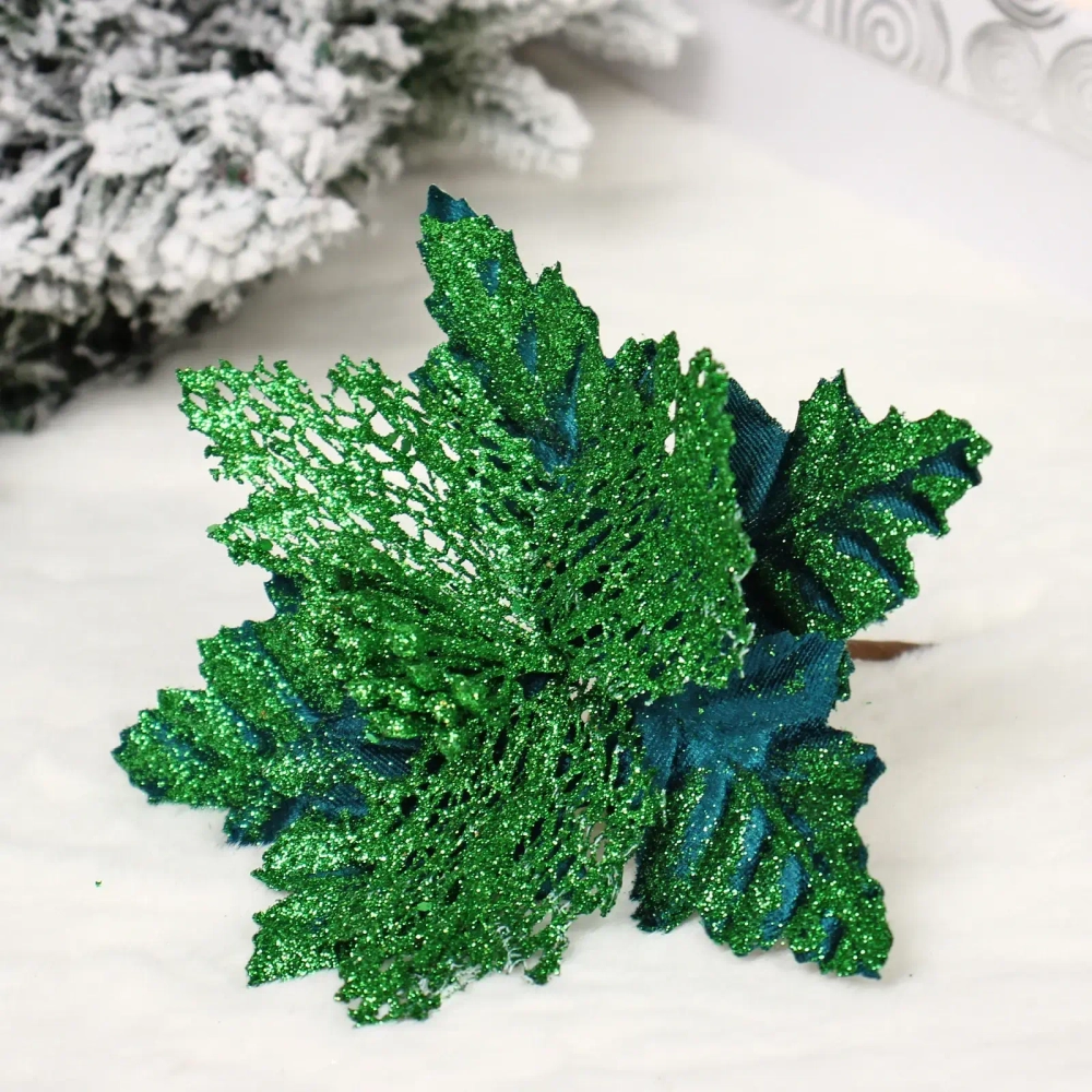 Украшение новогоднее «Пуансеттия - Блеск» 15 см, Изумруд