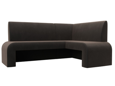 Диван кухонный угловой Кармен правый угол, Коричневый, Велюр, 126128