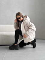 Куртка осенняя оверсайз с капюшоном