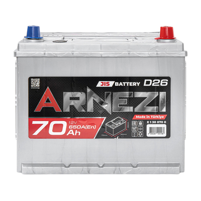 Аккумулятор ARNEZI JIS SMF 70 А/ч обратный R+ 260x170x225 D26 EN 650 А