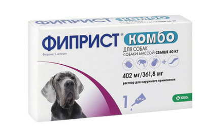 Капли на холку против блох и клещей для собак 40-60кг Фиприст Комбо, 4.02мл