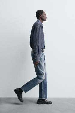 ZARA ДЖИНСЫ STRAIGHT ДЛИНОЙ ДО ЩИКОЛОТКИ, ВЫЦВЕТШИЙ СИНИЙ