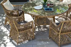 "Эспрессо–150 L" обеденная группа плетеная, цвет соломенный