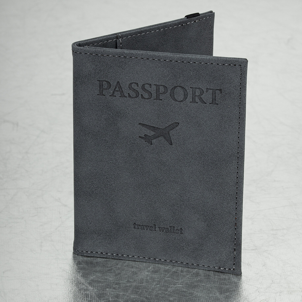 Обложка для паспорта с карманами и резинкой мягкая экокожа "PASSPORT" серая BRAUBERG (3 штуки в упаковке)