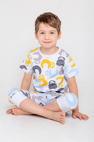 Пижама  для мальчика  К 1574/малыши ленивцы на меланже