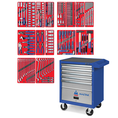 МАСТАК (52-05270B) Набор инструментов "ЛИДЕР" в синей тележке, 270 предметов