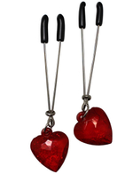 Зажимы для груди с сердечками (Цвет: серебряный с красным)