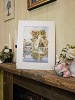 Картина авторская акварельная в паспарту 30х40 см на стену для интерьера "Берег Сетуни. Осень"