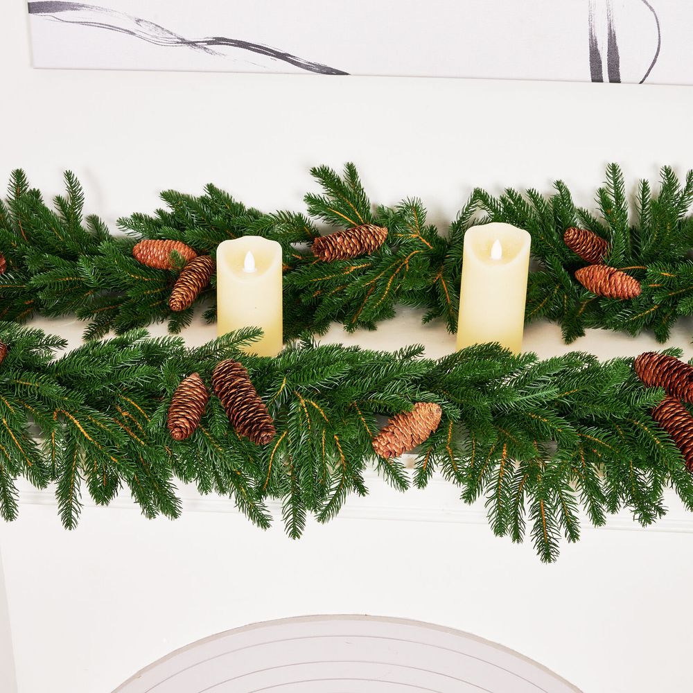 Хвойная гирлянда с шишками "Pine" литая хвоя