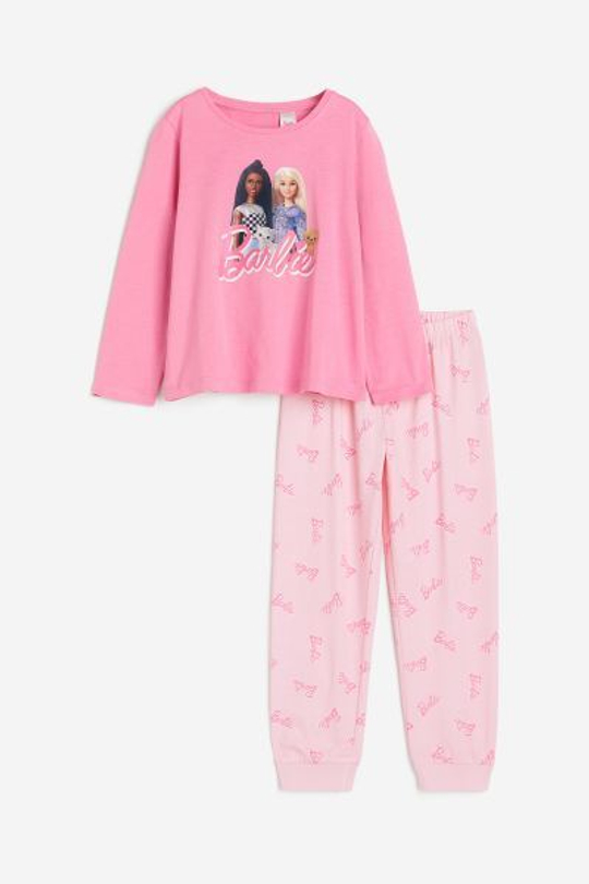 H&M Трикотажная пижама с принтом, розовый