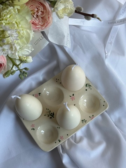 Подставка под яйца из гипса- ручная работа- узор цветы