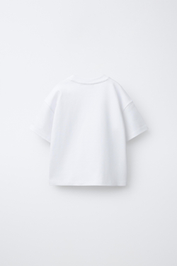 ZARA БАЗОВАЯ ФУТБОЛКА INTERLOCK, БЕЛЫЙ