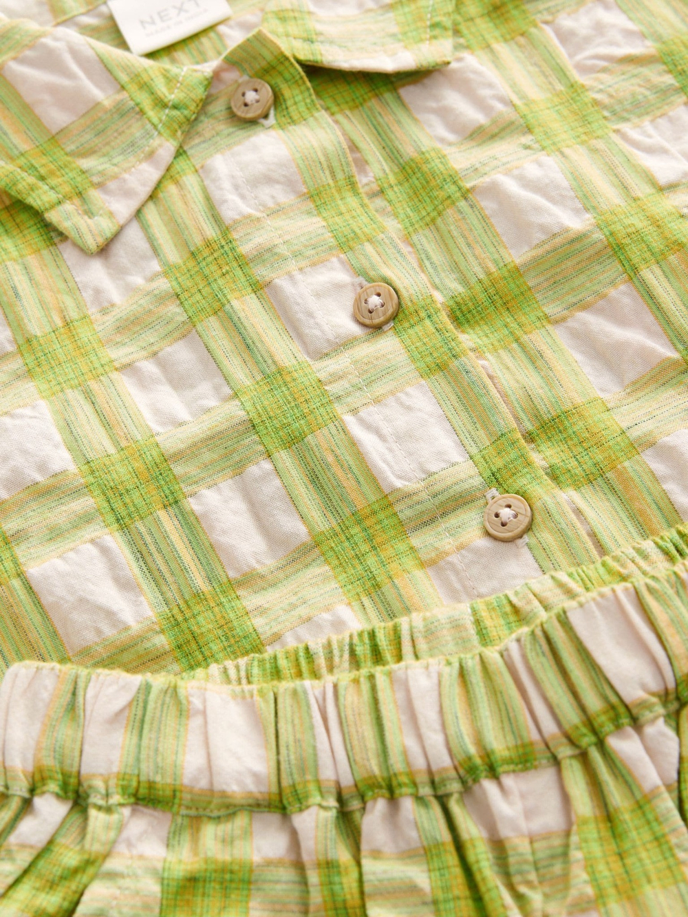 Рубашка с коротким рукавом и брюки в комплекте для девочки Next E86-988, Салатовый, Молочный