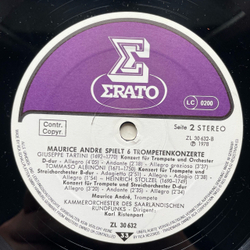 Винтажная виниловая пластинка LP Maurice Andre, Antonio Vivaldi, Tomaso Albinoni, Giuseppe Tartini, Gottfried Heinrich Stolzel Maurice Andre Spielt Sechs Trompetenkonzerte (Германия 1978)