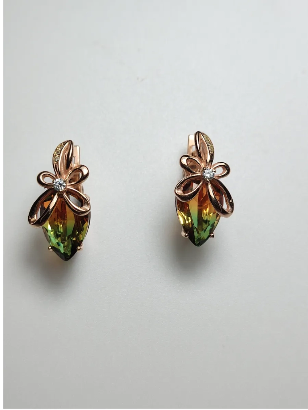 Серьги бижутерные с ситаллом "Турмалиновое очарование"