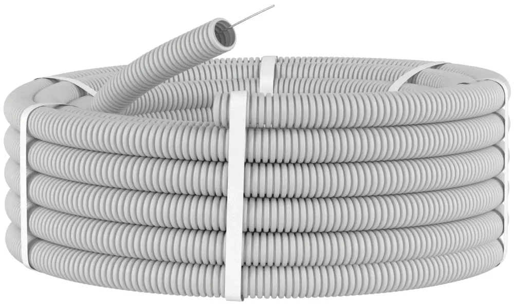Труба гофрированная ПВХ 16мм с зондом серая 25м ИЭК