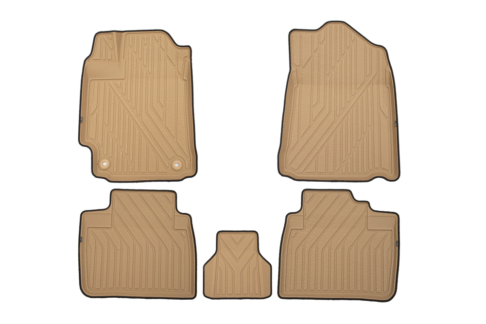Коврики KVEST 3D в салон TOYOTA Camry, 2011-2017, XV50, 5 шт. (полиуретан, бежевый, черный) KVESTTYT00003KB