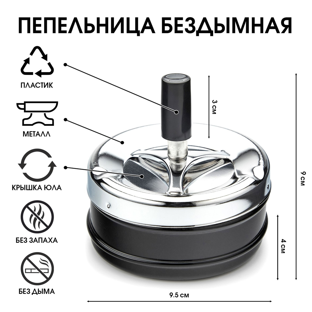 Пепельница бездымная "Делия" 10,5х10,5х9см F7119E-8