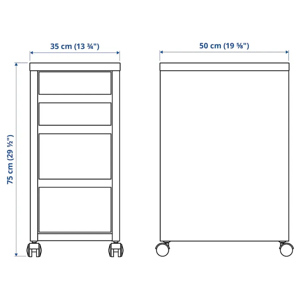 Комод на колесиках - IKEA MICKE/МИККЕ ИКЕА, 35х50х75 см