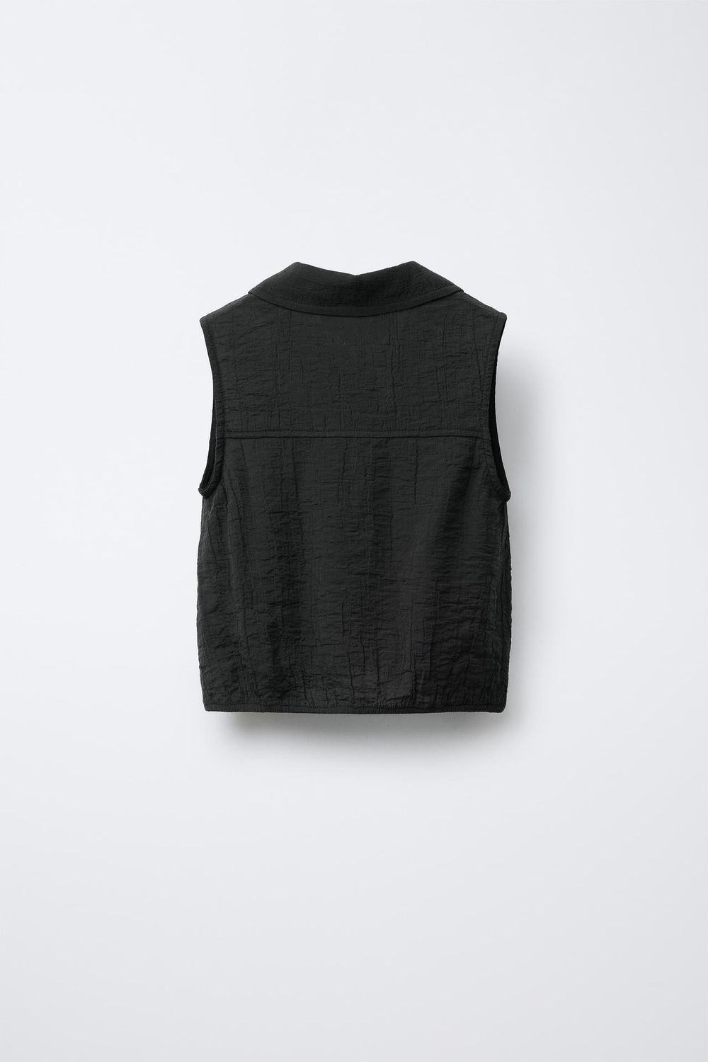 ZARA РУБАШКА ИЗ ЖАТОЙ ТКАНИ, ЧЕРНЫЙ